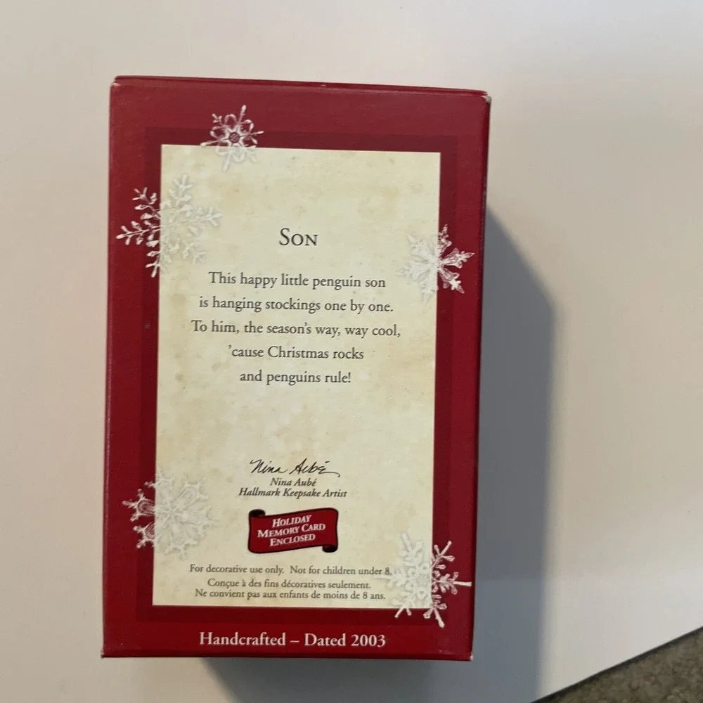 2003 Hallmark Keepsake Ornament Christmas Son Penguin‎ with Stocking Candy Canes